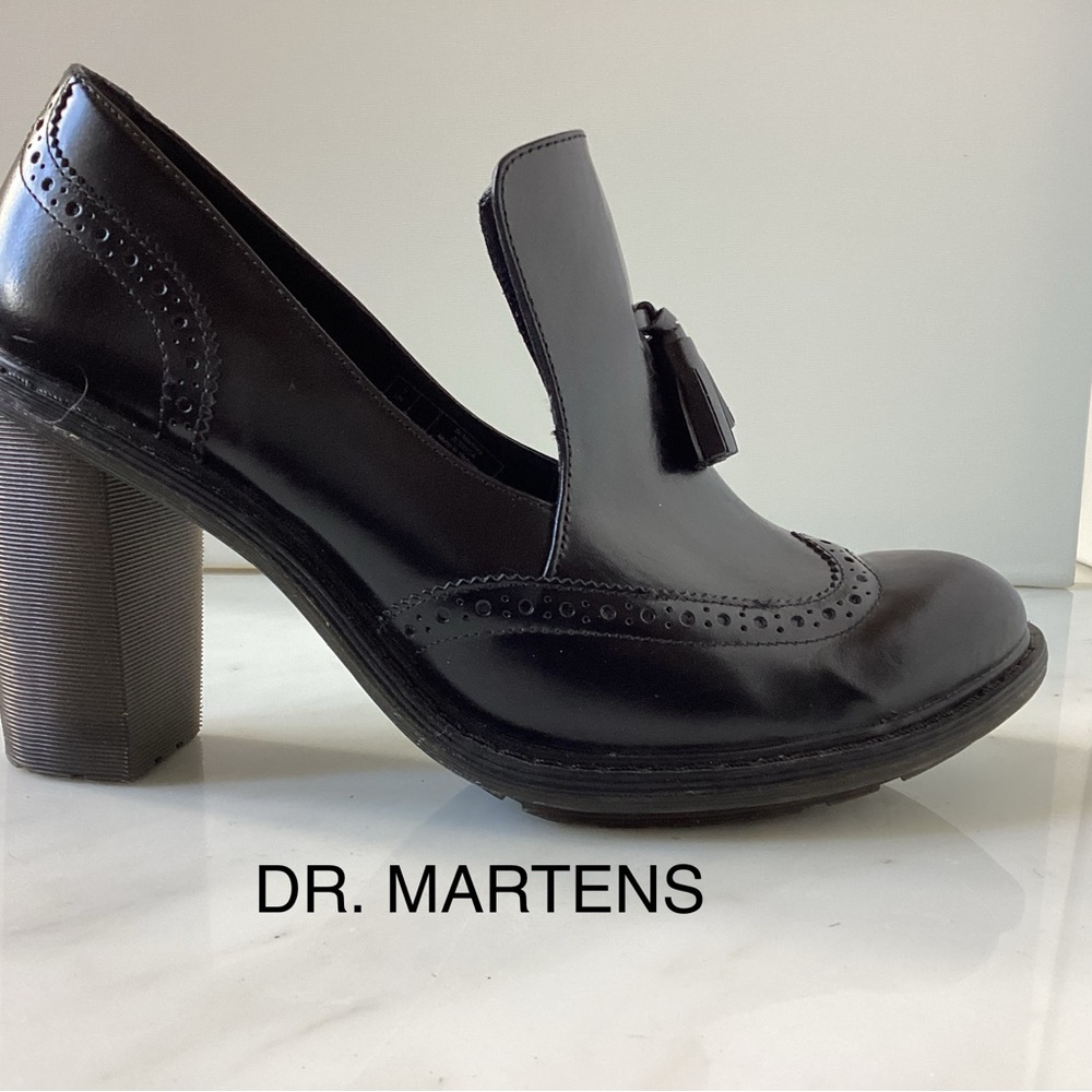 Dr. Martens black leather high heel shoes size 9